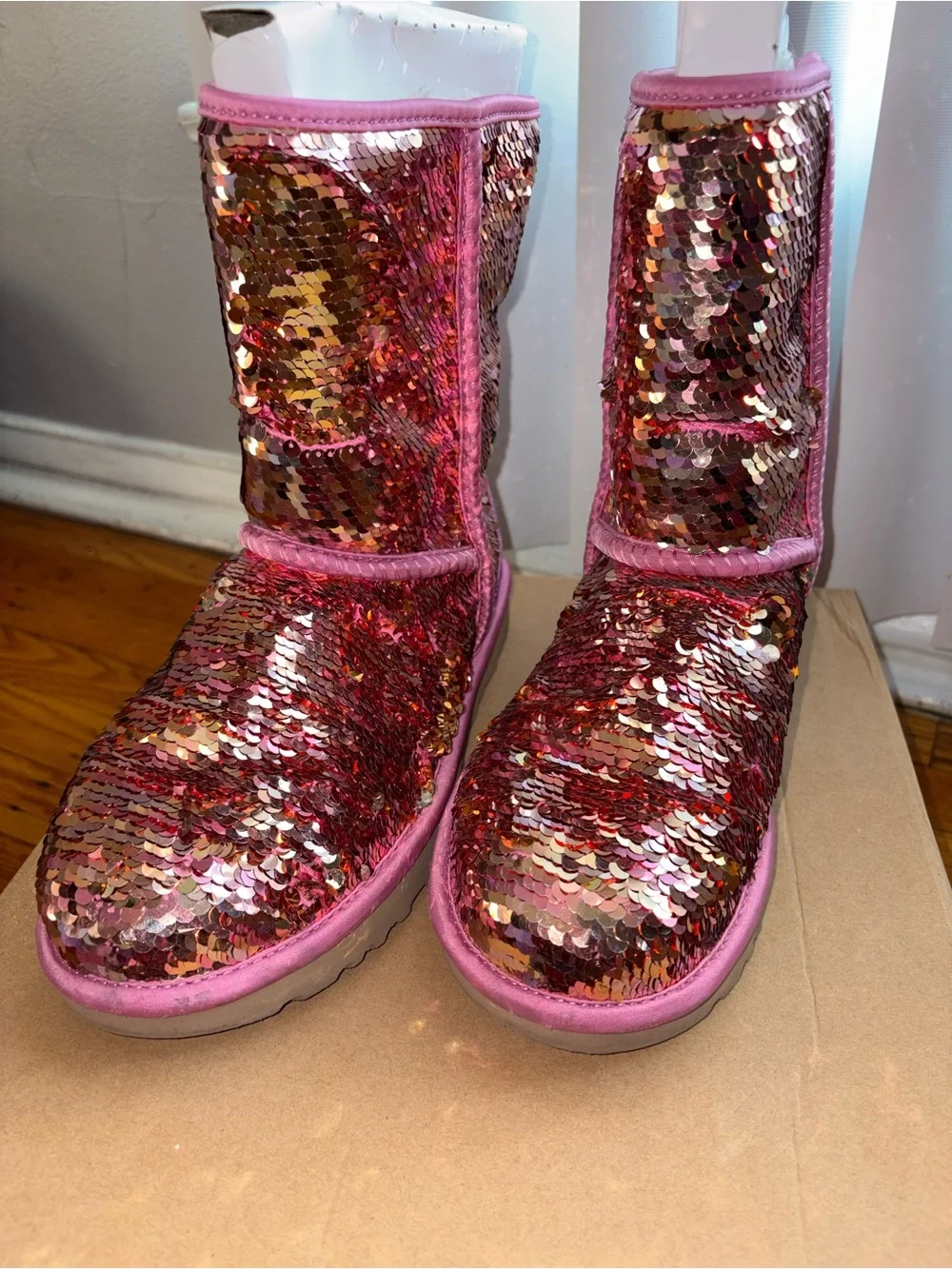 UGG Pink Sequin Mid-Calf Boots